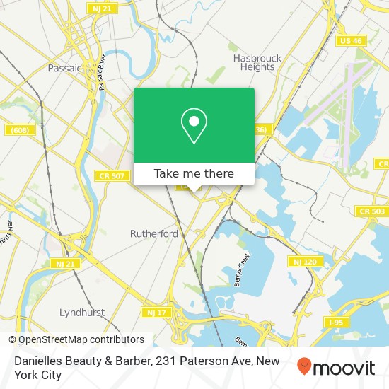 Mapa de Danielles Beauty & Barber, 231 Paterson Ave