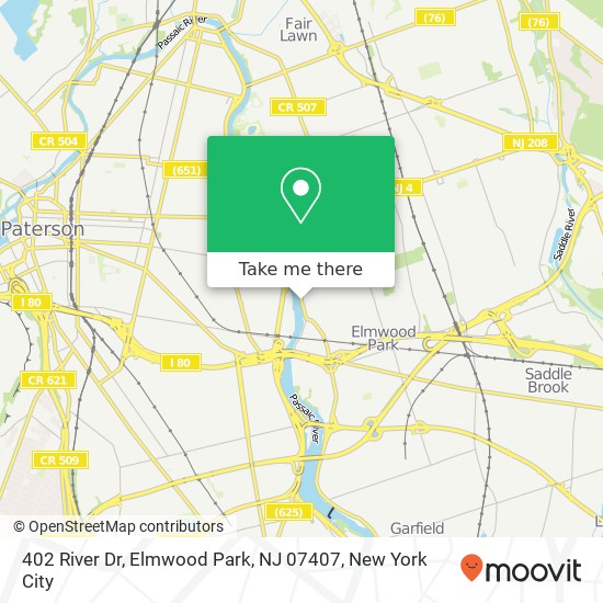 Mapa de 402 River Dr, Elmwood Park, NJ 07407
