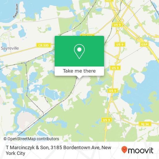 Mapa de T Marcinczyk & Son, 3185 Bordentown Ave