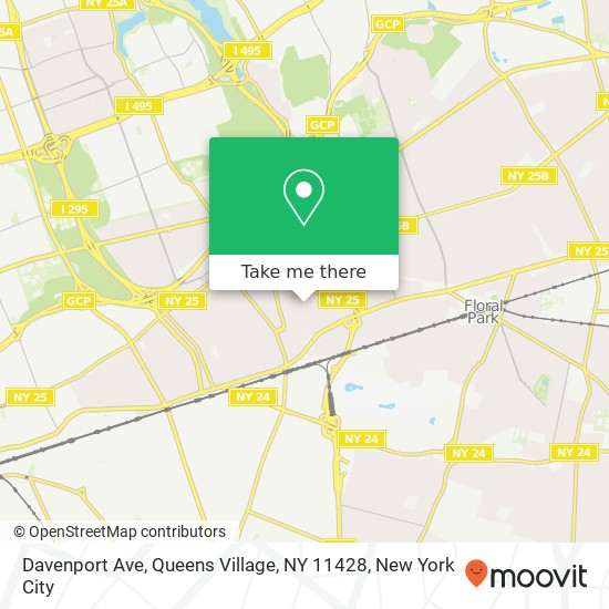 Mapa de Davenport Ave, Queens Village, NY 11428