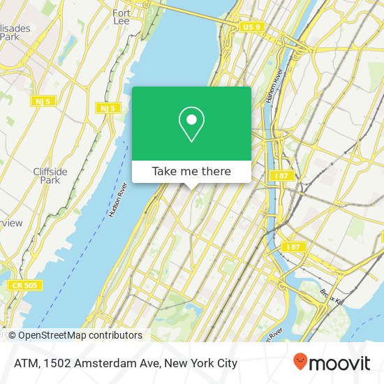 Mapa de ATM, 1502 Amsterdam Ave