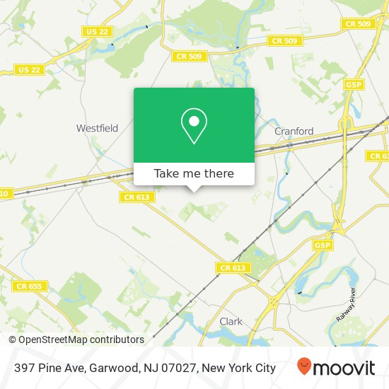 Mapa de 397 Pine Ave, Garwood, NJ 07027