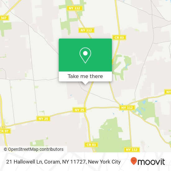 21 Hallowell Ln, Coram, NY 11727 map