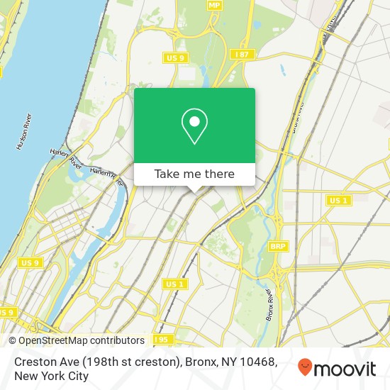 Mapa de Creston Ave (198th st creston), Bronx, NY 10468