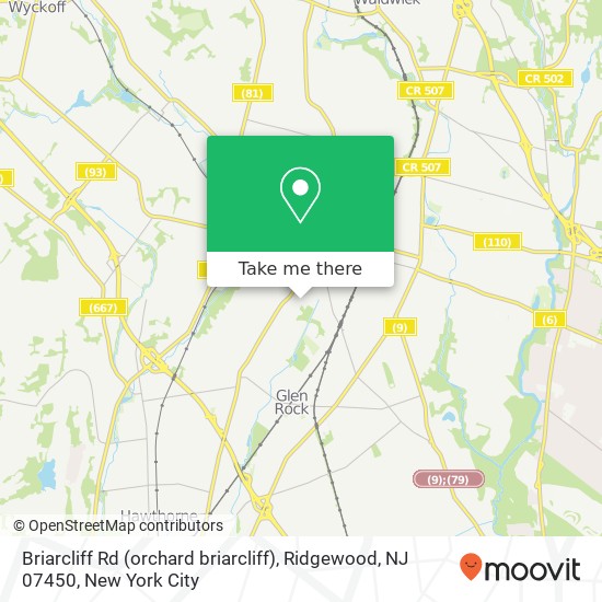 Mapa de Briarcliff Rd (orchard briarcliff), Ridgewood, NJ 07450