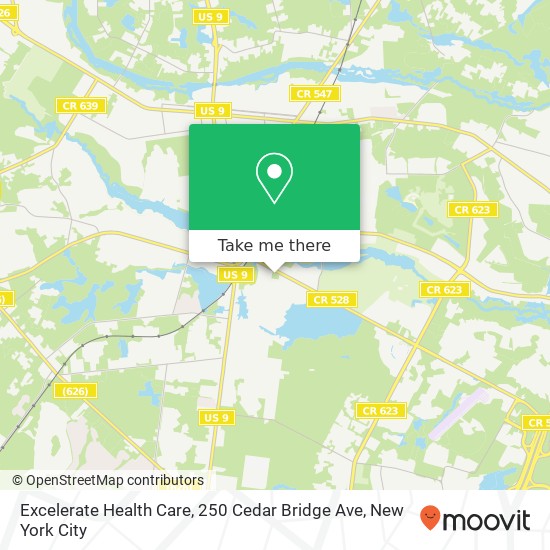 Mapa de Excelerate Health Care, 250 Cedar Bridge Ave