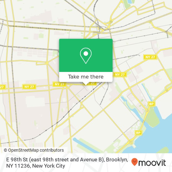 Mapa de E 98th St (east 98th street and Avenue B), Brooklyn, NY 11236