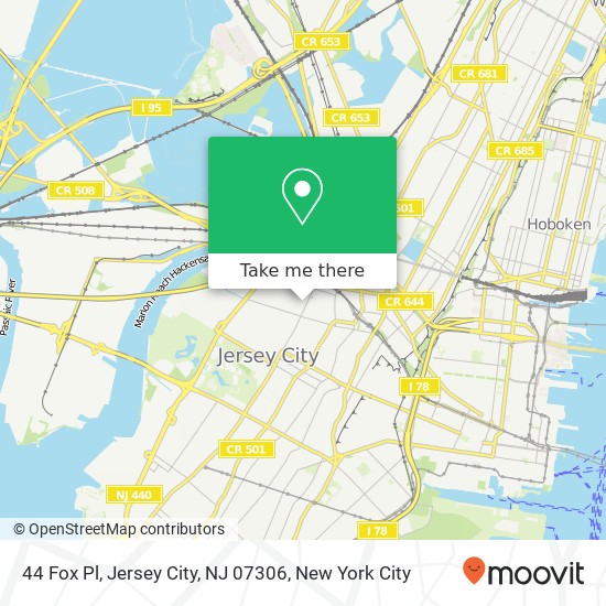 Mapa de 44 Fox Pl, Jersey City, NJ 07306