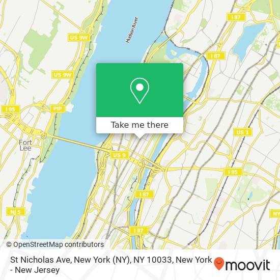 St Nicholas Ave, New York (NY), NY 10033 map