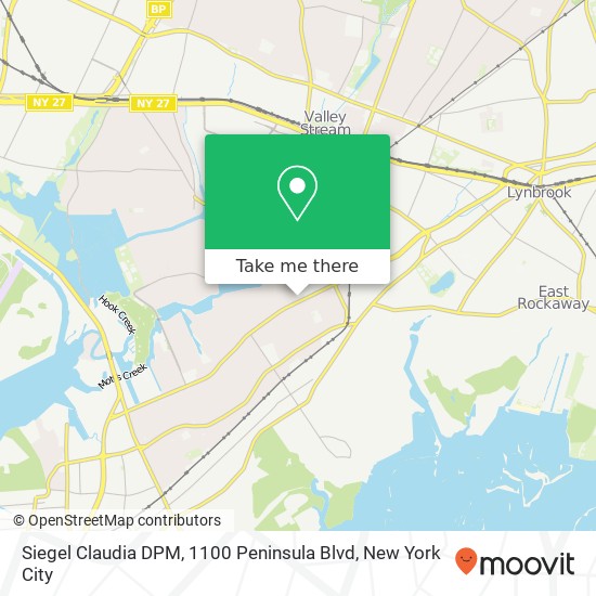 Mapa de Siegel Claudia DPM, 1100 Peninsula Blvd