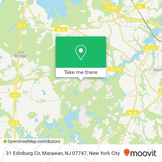 Mapa de 31 Edinburg Cir, Matawan, NJ 07747