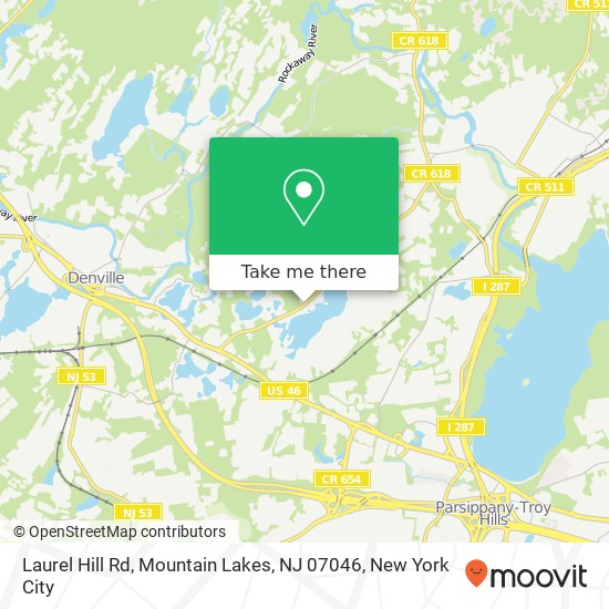 Mapa de Laurel Hill Rd, Mountain Lakes, NJ 07046