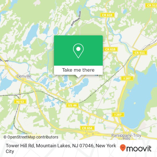 Mapa de Tower Hill Rd, Mountain Lakes, NJ 07046