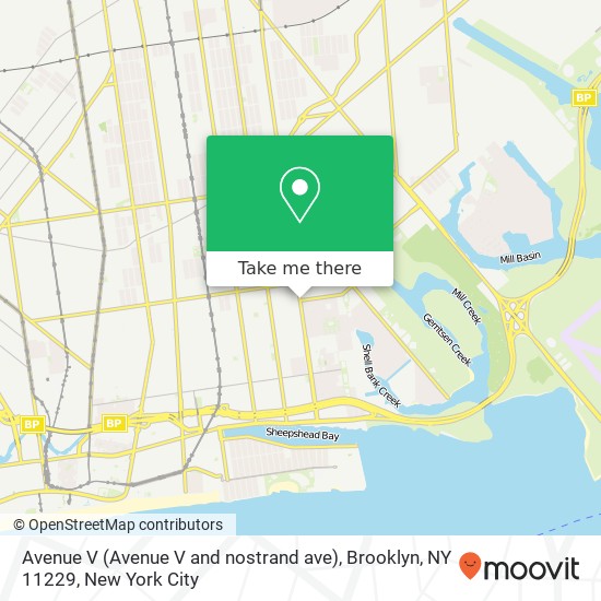 Mapa de Avenue V (Avenue V and nostrand ave), Brooklyn, NY 11229