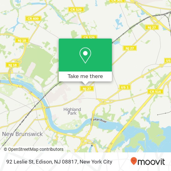 92 Leslie St, Edison, NJ 08817 map