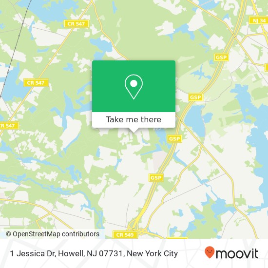 Mapa de 1 Jessica Dr, Howell, NJ 07731