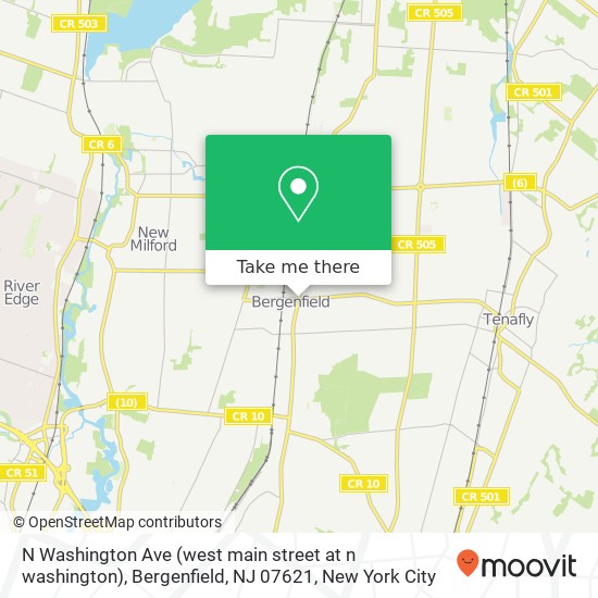 Mapa de N Washington Ave (west main street at n washington), Bergenfield, NJ 07621
