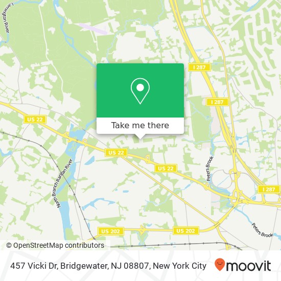 Mapa de 457 Vicki Dr, Bridgewater, NJ 08807