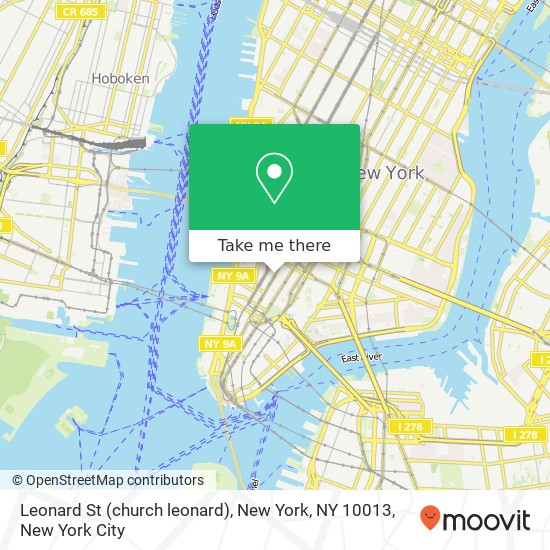 Mapa de Leonard St (church leonard), New York, NY 10013
