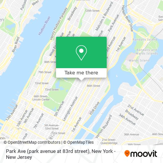 Mapa de Park Ave (park avenue at 83rd street)