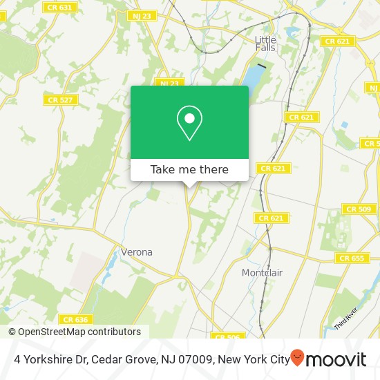 Mapa de 4 Yorkshire Dr, Cedar Grove, NJ 07009