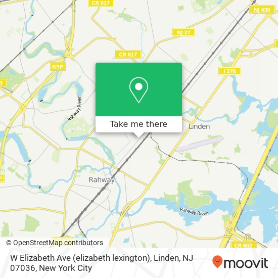 Mapa de W Elizabeth Ave (elizabeth lexington), Linden, NJ 07036