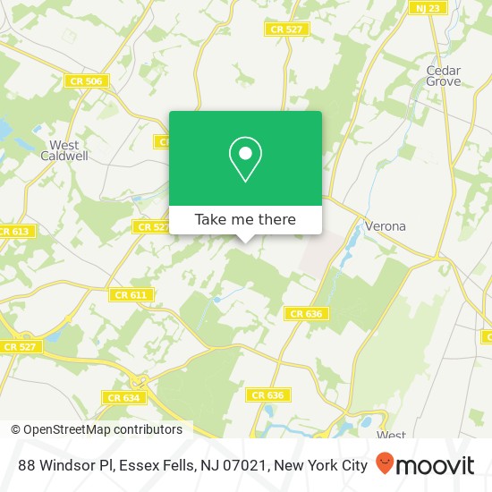 Mapa de 88 Windsor Pl, Essex Fells, NJ 07021
