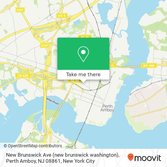 Mapa de New Brunswick Ave (new brunswick washington), Perth Amboy, NJ 08861
