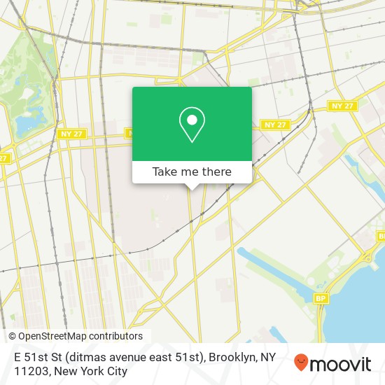 Mapa de E 51st St (ditmas avenue east 51st), Brooklyn, NY 11203