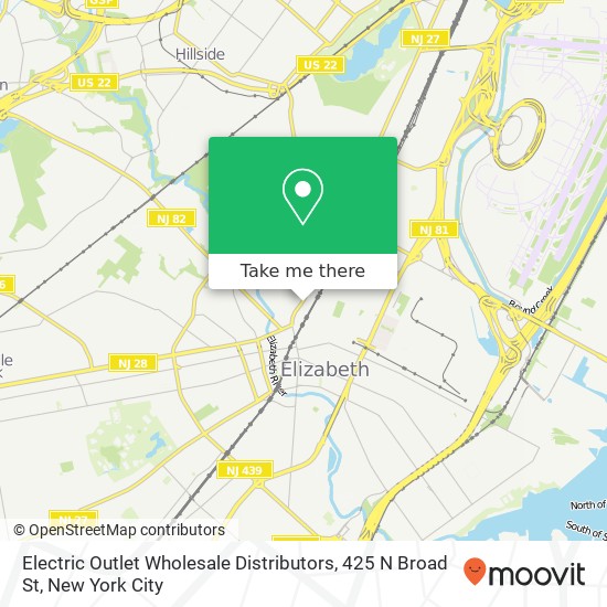 Mapa de Electric Outlet Wholesale Distributors, 425 N Broad St