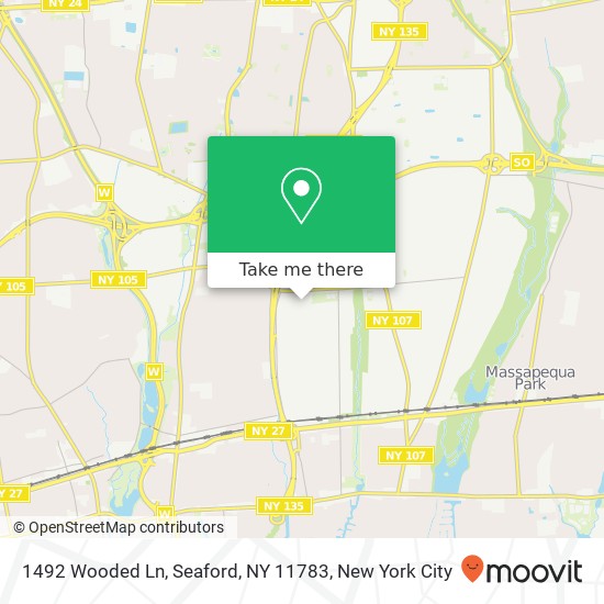 Mapa de 1492 Wooded Ln, Seaford, NY 11783