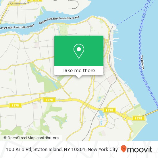 Mapa de 100 Arlo Rd, Staten Island, NY 10301