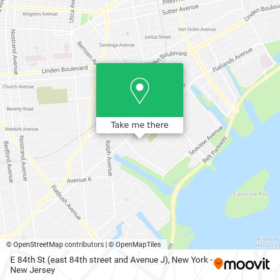 Mapa de E 84th St (east 84th street and Avenue J)