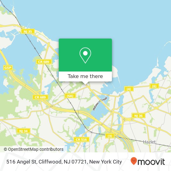 Mapa de 516 Angel St, Cliffwood, NJ 07721