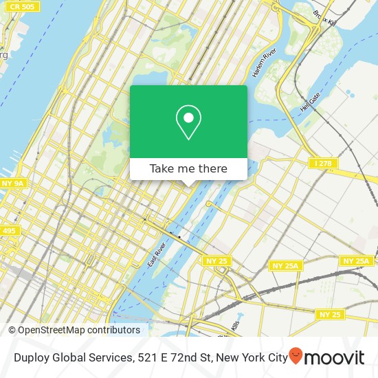 Mapa de Duploy Global Services, 521 E 72nd St