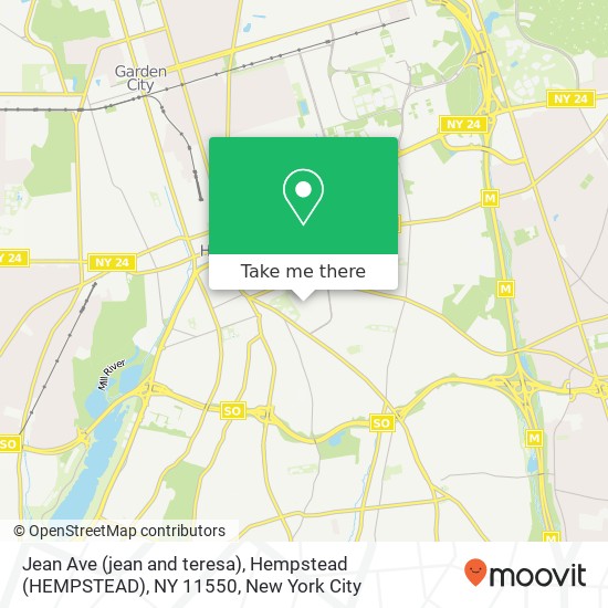 Jean Ave (jean and teresa), Hempstead (HEMPSTEAD), NY 11550 map
