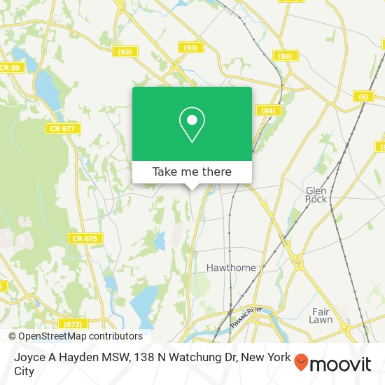 Mapa de Joyce A Hayden MSW, 138 N Watchung Dr