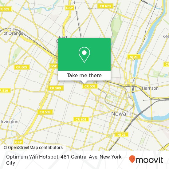 Mapa de Optimum Wifi Hotspot, 481 Central Ave