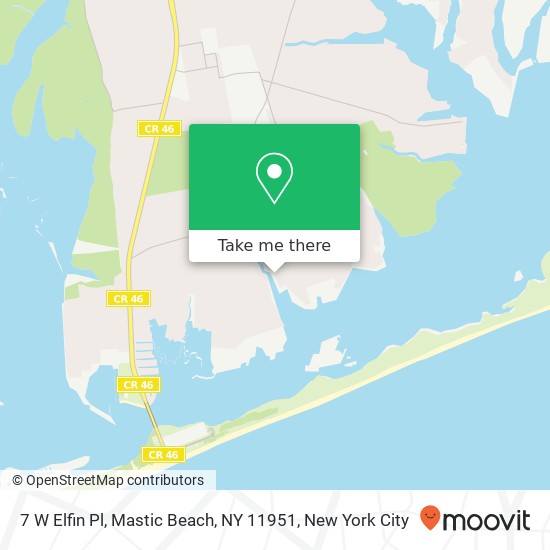 Mapa de 7 W Elfin Pl, Mastic Beach, NY 11951