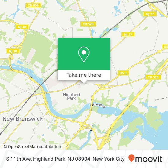 Mapa de S 11th Ave, Highland Park, NJ 08904