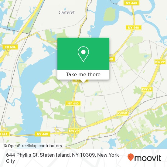 Mapa de 644 Phyllis Ct, Staten Island, NY 10309