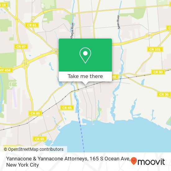Mapa de Yannacone & Yannacone Attorneys, 165 S Ocean Ave