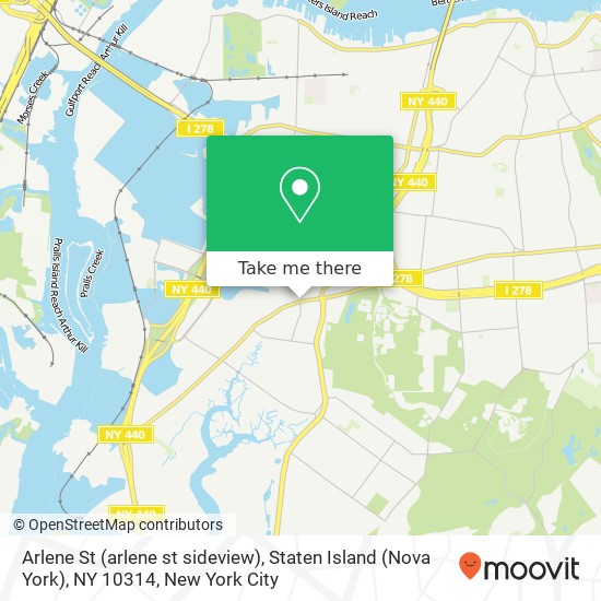 Mapa de Arlene St (arlene st sideview), Staten Island (Nova York), NY 10314