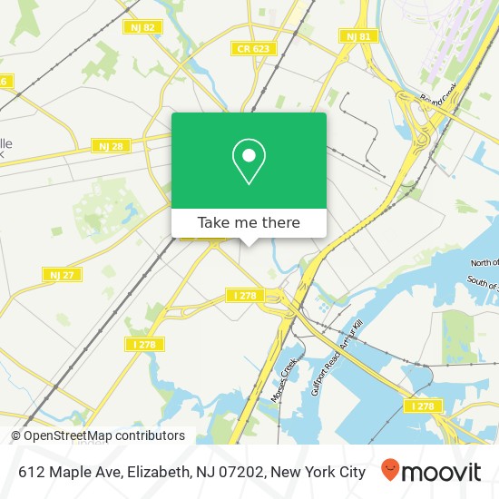 Mapa de 612 Maple Ave, Elizabeth, NJ 07202