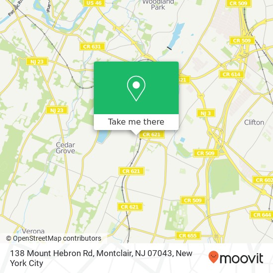 Mapa de 138 Mount Hebron Rd, Montclair, NJ 07043