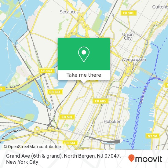 Mapa de Grand Ave (6th & grand), North Bergen, NJ 07047