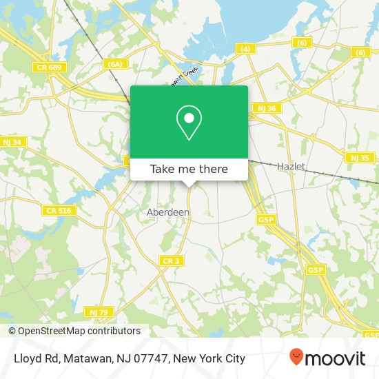 Mapa de Lloyd Rd, Matawan, NJ 07747