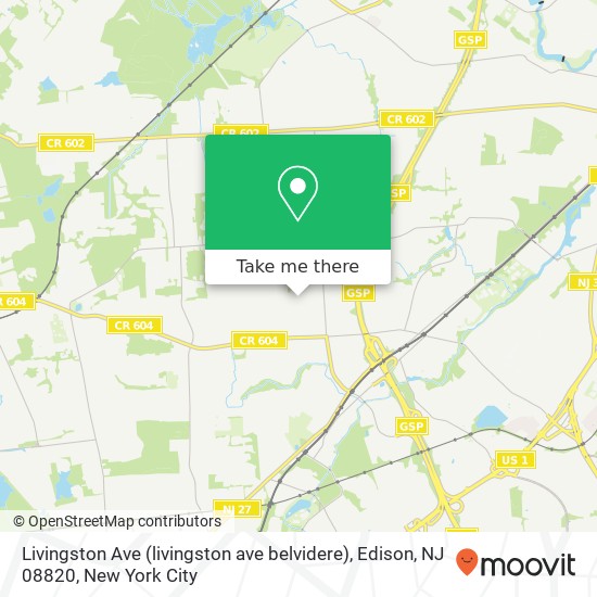 Mapa de Livingston Ave (livingston ave belvidere), Edison, NJ 08820
