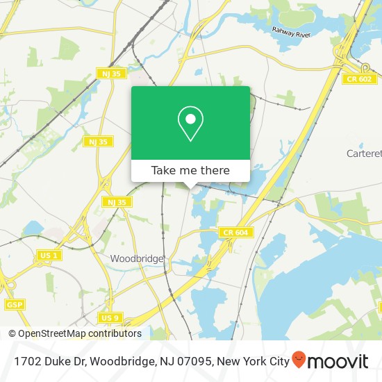 Mapa de 1702 Duke Dr, Woodbridge, NJ 07095