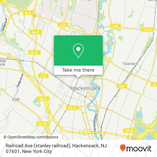 Mapa de Railroad Ave (stanley railroad), Hackensack, NJ 07601